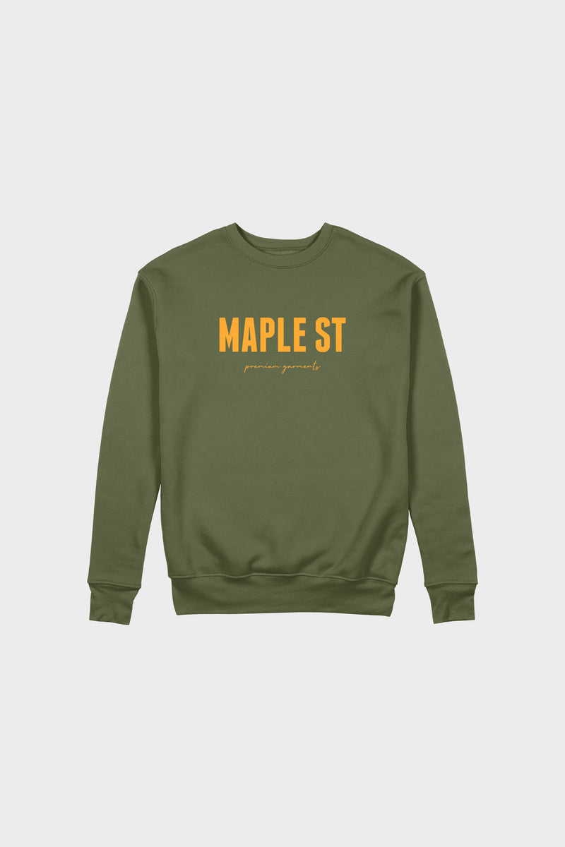Maple St Crewneck (Olive)
